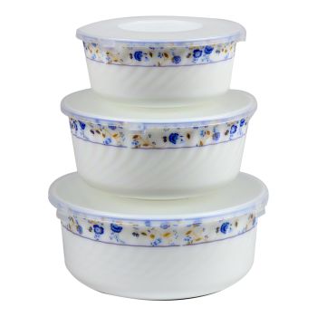 Timmy's Heat-Resistant Opal Glassware 3 Piece Casserole Set with Lids 