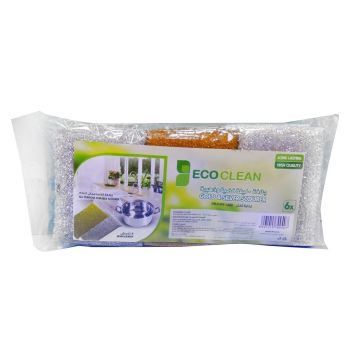 101-6 ECOCLEAN GOLD & SILVER SPONG SCRUBBER 6PC