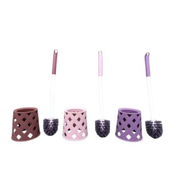 Colorful Floral Design Toilet Brush Set with Holder