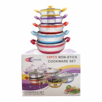 Kawashi Non-Stick 10-Pieces Cokware Casserole Set with Lid