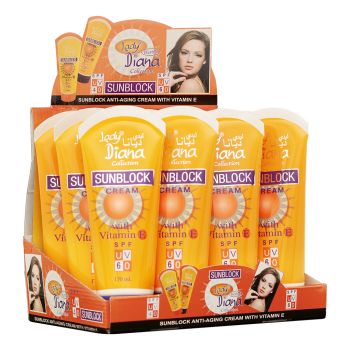 Lady Diana Anti-Aging Sunblock Cream  SPF UV 60 with Vitamin E 170Ml 