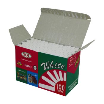 Premium Calcium White Chalk Sticks Set, 100pc