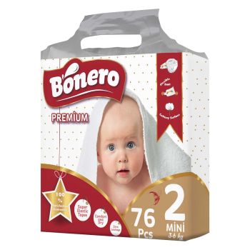 Bonero Premium Zero Leakage Baby Diapers 76Pcs Pack