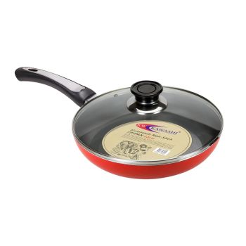 Kawashi High-Quality Non-Stick Fry Pan with Glass Lid | 22cm | Durable Aluminum Cookware with Heat-Resistant Handle | Scratch Resistant