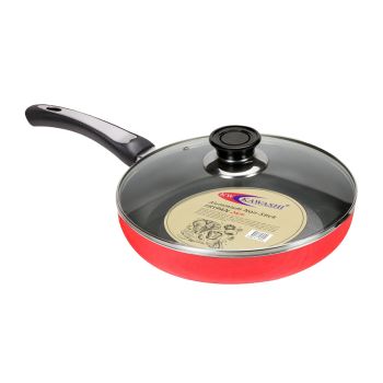 Kawashi Non-Stick Aluminium Fry Pan with Lid | 24CM Diameter | Heat-Resistant Handles | Heavy Duty & Durable | Ideal for Frying, Sautéing & Cooking