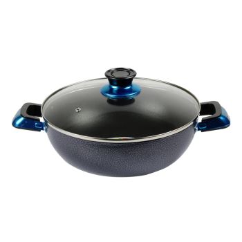 Kawashi 26cm Non-Stick Wok Pan with Glass Lid | Premium Aluminum Stir-Fry Pan | Heat-Resistant Handle and Scratch-Resistant Coating