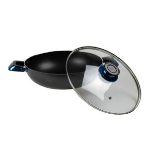 Kawashi's Aluminium Hopewell Wok Pan with Glass Lid